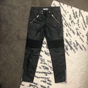 Mango Faux Leather Ankle Moto Trousers
